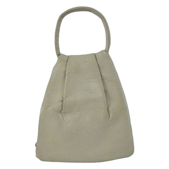 Vintage Leather Bag, Off White Purse, Side Entry, Metal Zipper, Leather - Picture 2 of 6